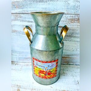 *Galvanized Metal Harvest Milk Can, 12” Happy Fall Y’all